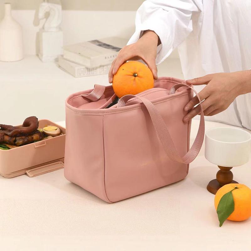 2024 New PU Lunch Thermal Bag Lunchbox Storage Bag Aluminum Film Cooler Office Outdoor Picnic Tote Insulation Bags For Girls