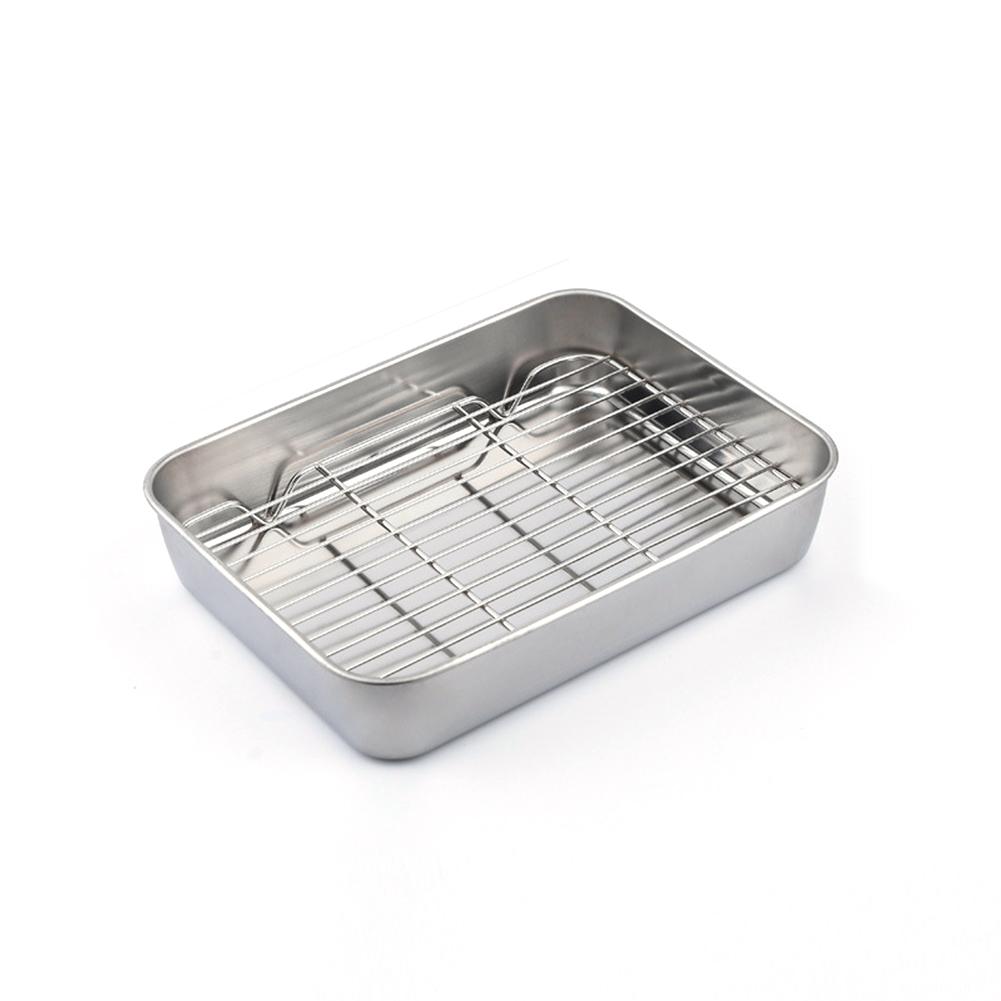 

Stainless Steel Baking Sheet, Baking Tray With Rack, 1.96 Deep Edge, Rolling Edge Design, Smooth Cookie Sheet Oven Pan For Biscuits, Vegetables, Bacon Single disk + rack 26x20x5.0CM#0