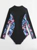 Women's Sexy A Piece Of Bathing Set   Swimsuit Long Sleeve Zipper Swimsuits Slimming  Swimwear
