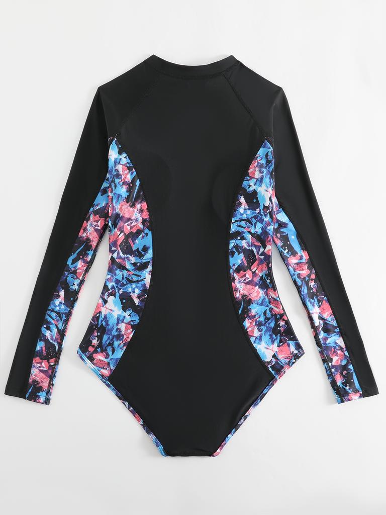Women's Sexy A Piece Of Bathing Set   Swimsuit Long Sleeve Zipper Swimsuits Slimming  Swimwear