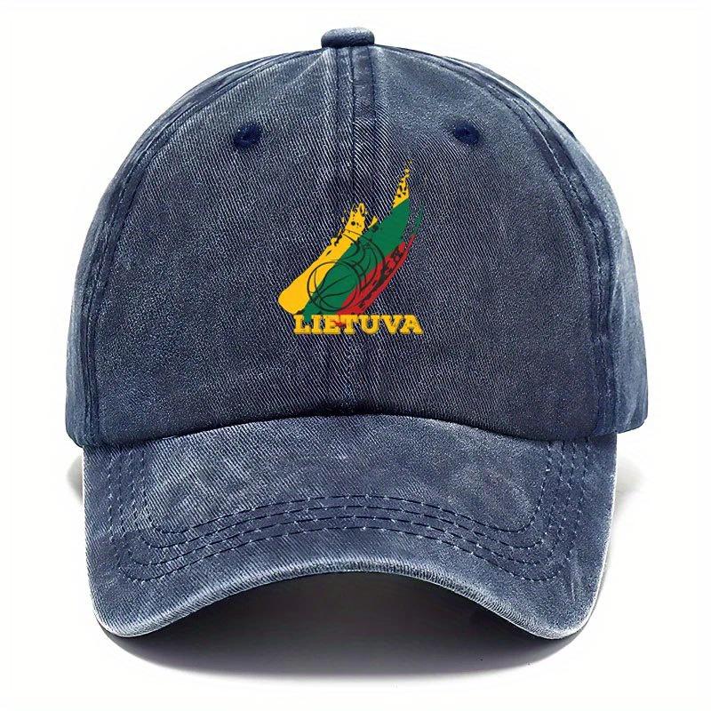 Pc of Vintage Washed Baseball Cap Featuring a Stylish Lithuanian Basketball Print Design Adjustable Dad Hat Mixed Color Dist