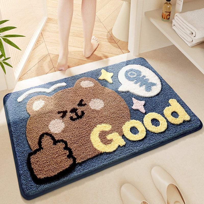 Selected room specific floor mat, water absorbing quick drying household foot mat, cartoon plush bathroom door mat, panda toilet