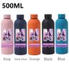 500ML KPop Demon Hunters Sport Leak Proof Stainless Steel Insulated Mug Water Cup Letter Number Cartoon Print Birthday Gifts