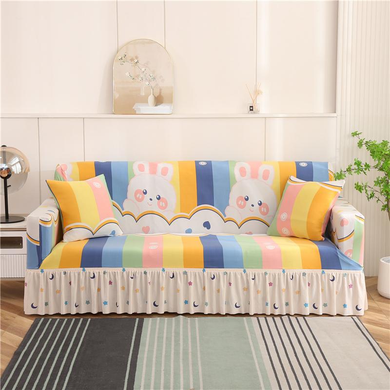 Printed Sofa Cover Stretch Couch Covers Patterned Slipcovers With Skirt Washable Spandex Furniture Protector For Living Room