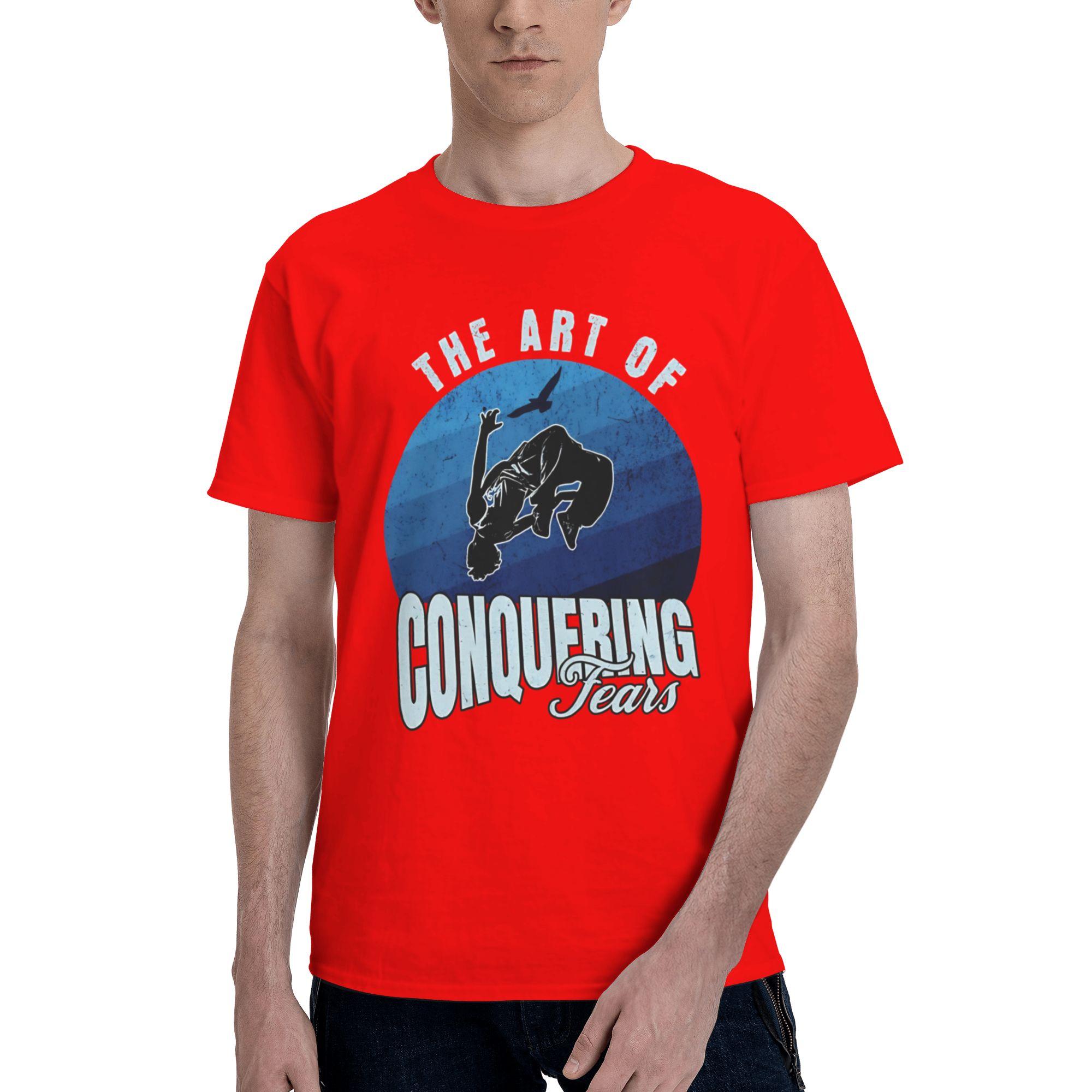 The Art Of Conquering Fears vintage style Parkour Humorous Tees Short Sleeve Round Collar 100 Cotton Printed Clothing TShirt S