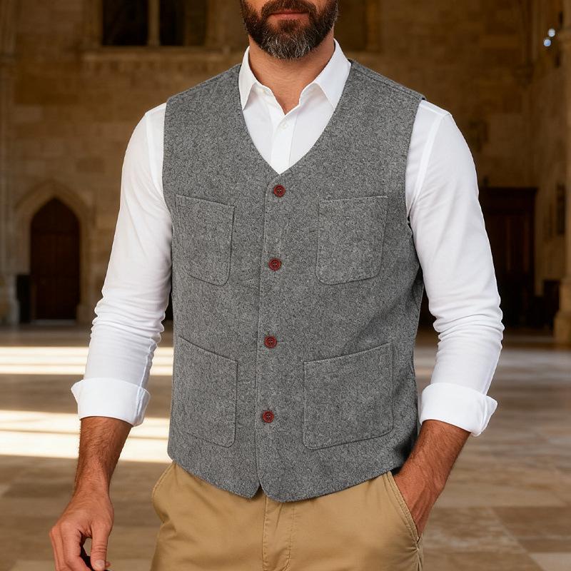 

Men s Slim Fit Wool Blend Waistcoat V-Neck Button Formal Business Casual Vest S сірий колір
