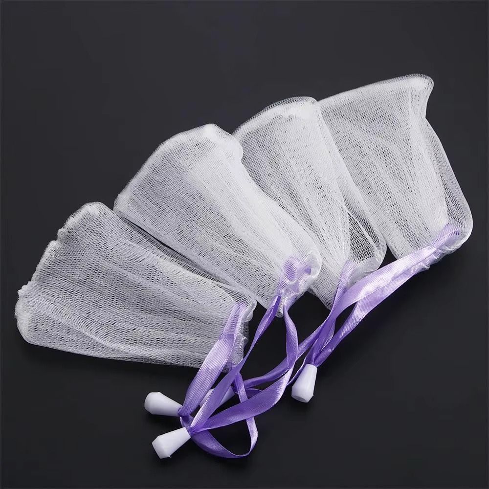 50Pcs Double Layer Bath Foaming Mesh Bags with Drawstring Soap Bubble Bags  for Facial Cleanser