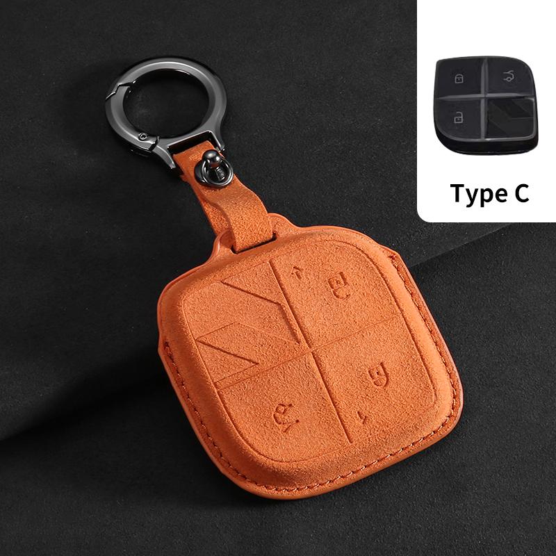 Suede Car Remote Key Case Cover Shell Holder Fob Keychain For LYNK&CO 08 2022 2023 2024 LYNK CO 08 for LYNKCO 01 02 03 05 06 09