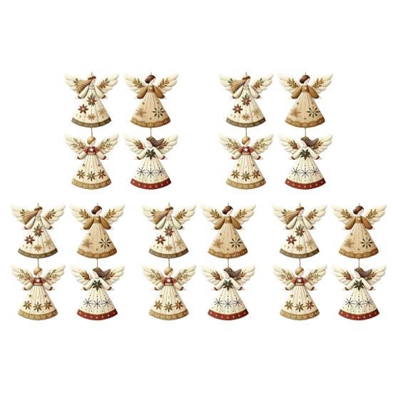 Tre Engel Julepynt Rustikk Gårdshus Engeldekorasjoner Juletre Hengepynt for Ferie Hjemmedekor