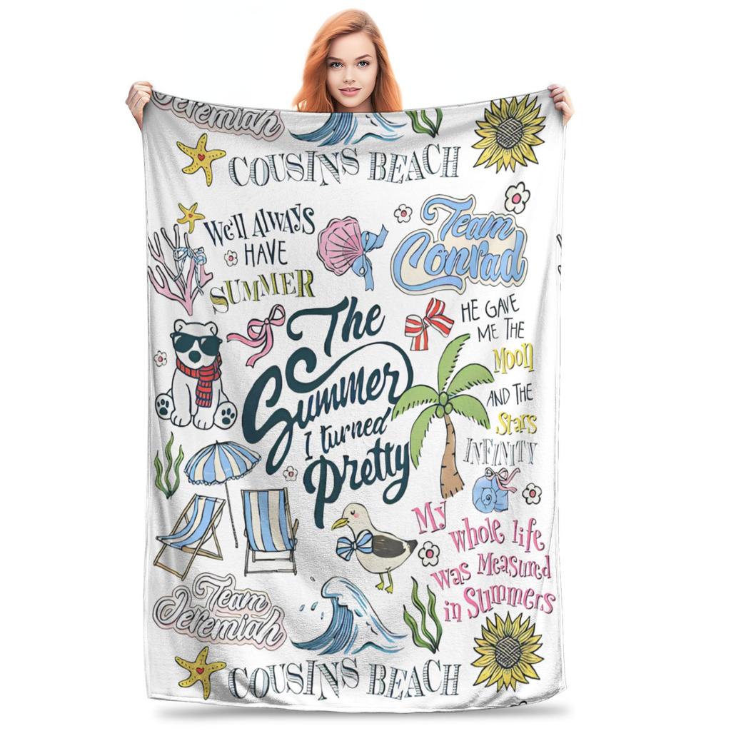 Girl Dinner Conrad Fisher 90er Der Sommer, in dem ich schön wurde Gestrickte Decke Flanell Weiche Überwurfdecken für Zuhause Couch Bett Teppich