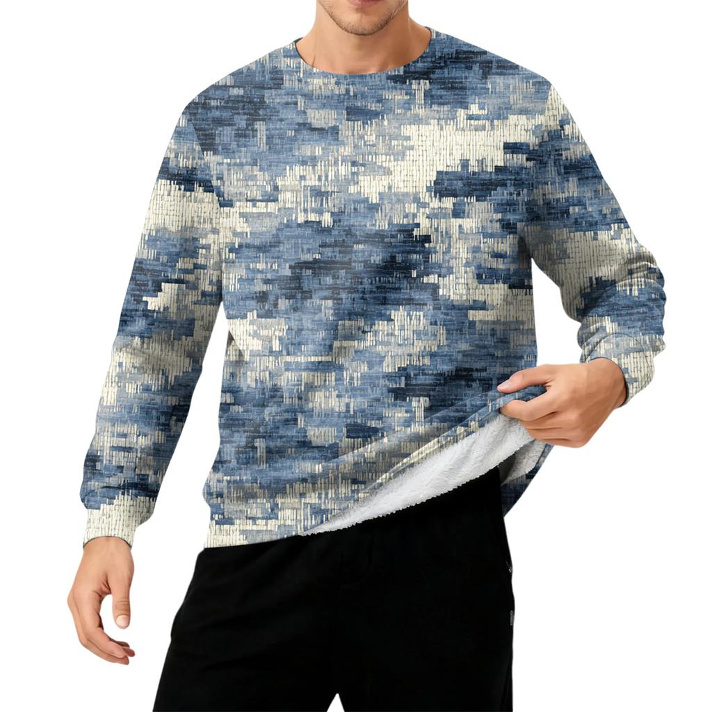 Men's Round Neck Fleece-Lined Thick Warm Sweatshirt
