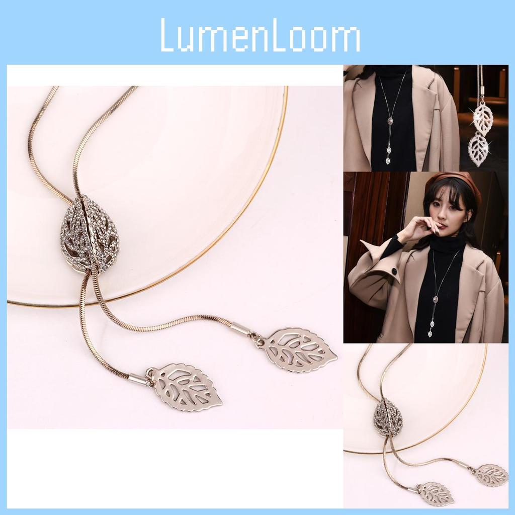 Stilvolle und vielseitige Damen-Pulloverkette mit schönem Blatt-Anhänger für Herbst und Winter