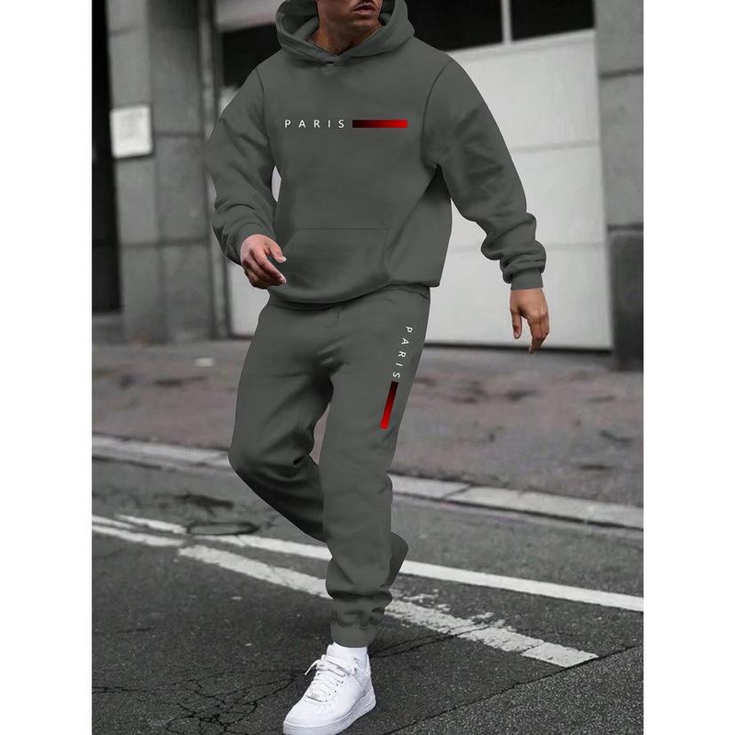 Ensemble de Sweat à Capuche Décontracté Lâche pour Femmes Grande Taille Tendance avec Imprimé