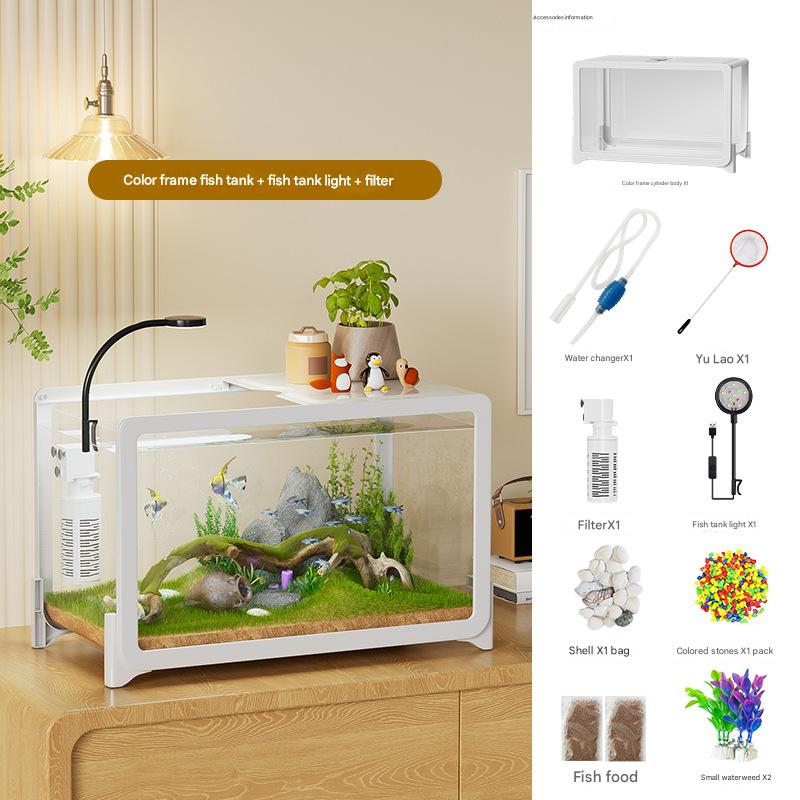 Aquarium créatif de petite taille pour poisson rouge et tortue avec paysage écologique et accessoires