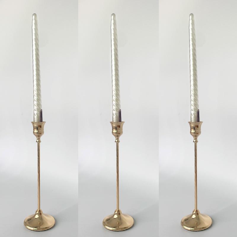 Europejski Złoty Świecznik z Kutego Żelaza - Luksusowy Romantyczny Dekor na Kolację przy Świecach