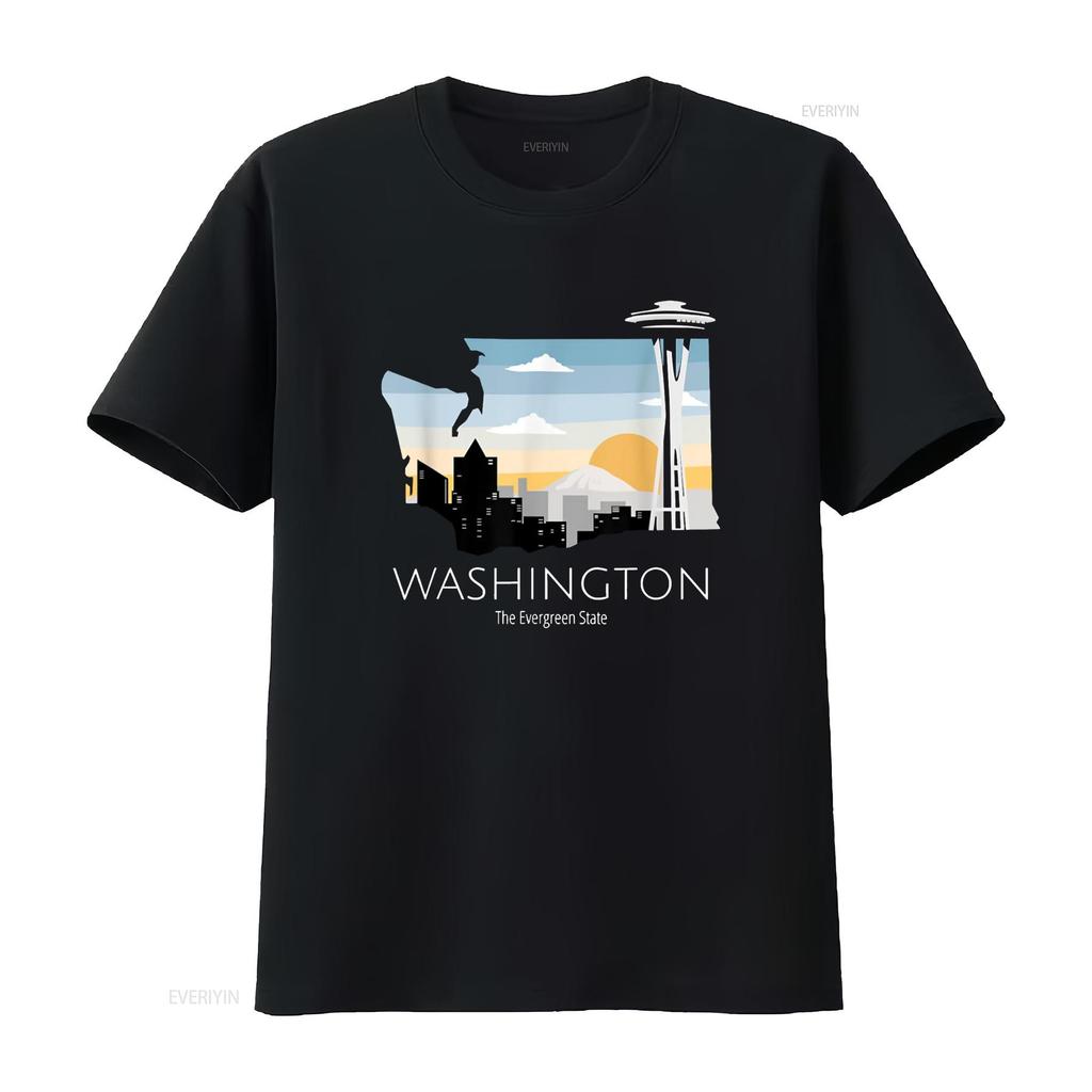 Washington Proud State Motto The Evergreen T Shirt vintage Washed Stylish Soft streetwear Slightly Versatile graphic fashion