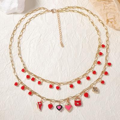Simple, Fashionable, Fresh, Niche Creative Design Sense, Dripping Alloy Love Bag, Multi-layered Wearing Women's Necklace