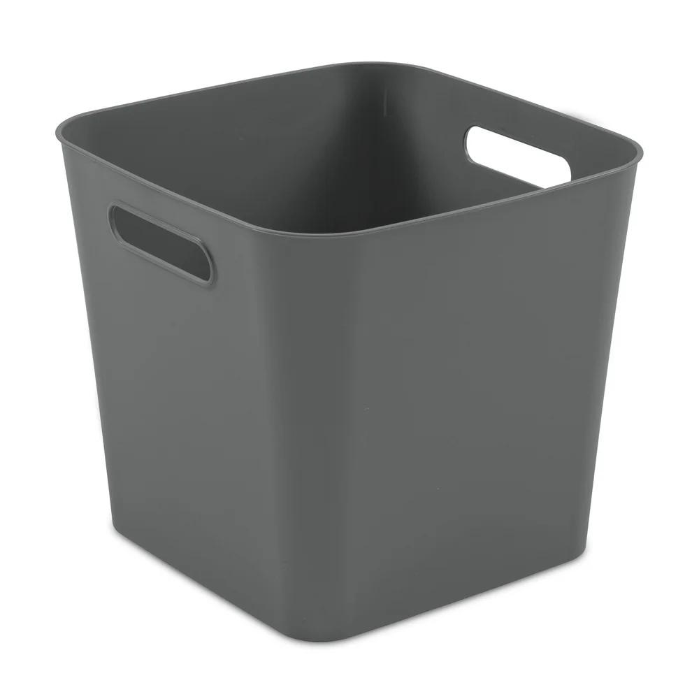 3 Pack Plastic Cube Storage Bins Decorative Organizers with Handles Closet Bathroom Office Playroom Easy Access BPA Free Storage