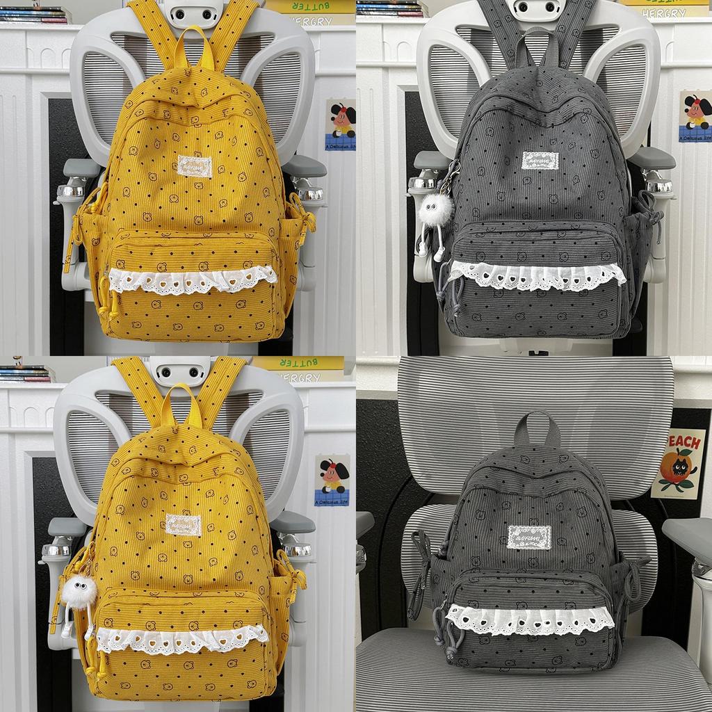 College Style Youth Travel Backpack For Girls With Nylon Material And Cartoon Pattern