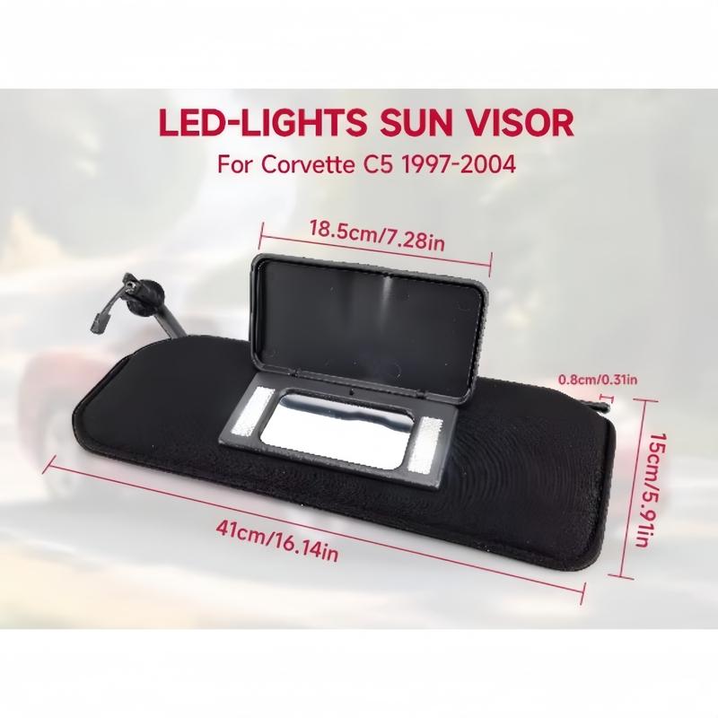 Sun Visor Vanity Mirror Black Sunvisors For Chevy Corvette C5 1997-2004 Replacement Left Driver Right Side Front Sunshade Panel