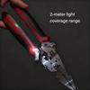 Space Saving Foldable Electrician Pliers Tool With Illumination For Wire Stripping Cutting And Crimping In Low Light