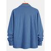 Men Corduroy Shirt Long Sleeve Plaid Solid Color Wrinkle Free Business Casual Slim Fit Top