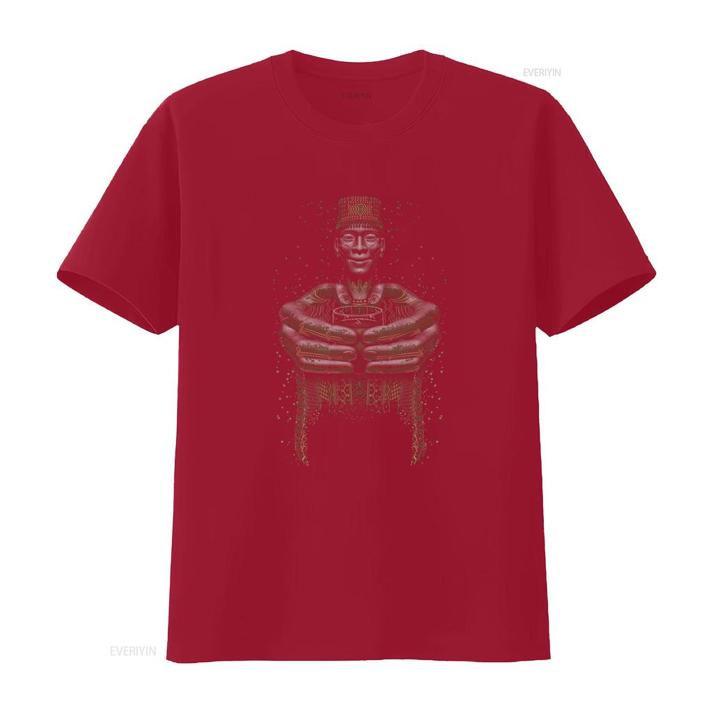 Vintage Tribal African Elder Unisex Gold Print Cool Streetwear Casual T Shirt vintage Washed Stylish Breathable homme Stretched