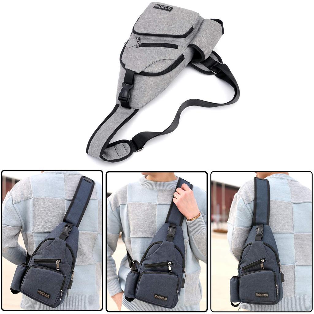 FANDARE Body Bag with USB Side Chest Large Perfect for Green Men's Port, Lightweight, Pockets, One-Shoulder, Bag, Capacity, Multifunctional, Popular,