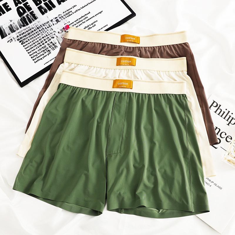 

Мужские дышащие однотонные трусы-боксеры Huajielong - Модное свободное нижнее белье для сна из ледяного шелка XXL