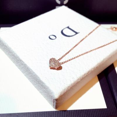Japanese and Korean Trendy Exquisite Super Flashing Diamond Heart Shaped Clavicle Necklace Short Necklace