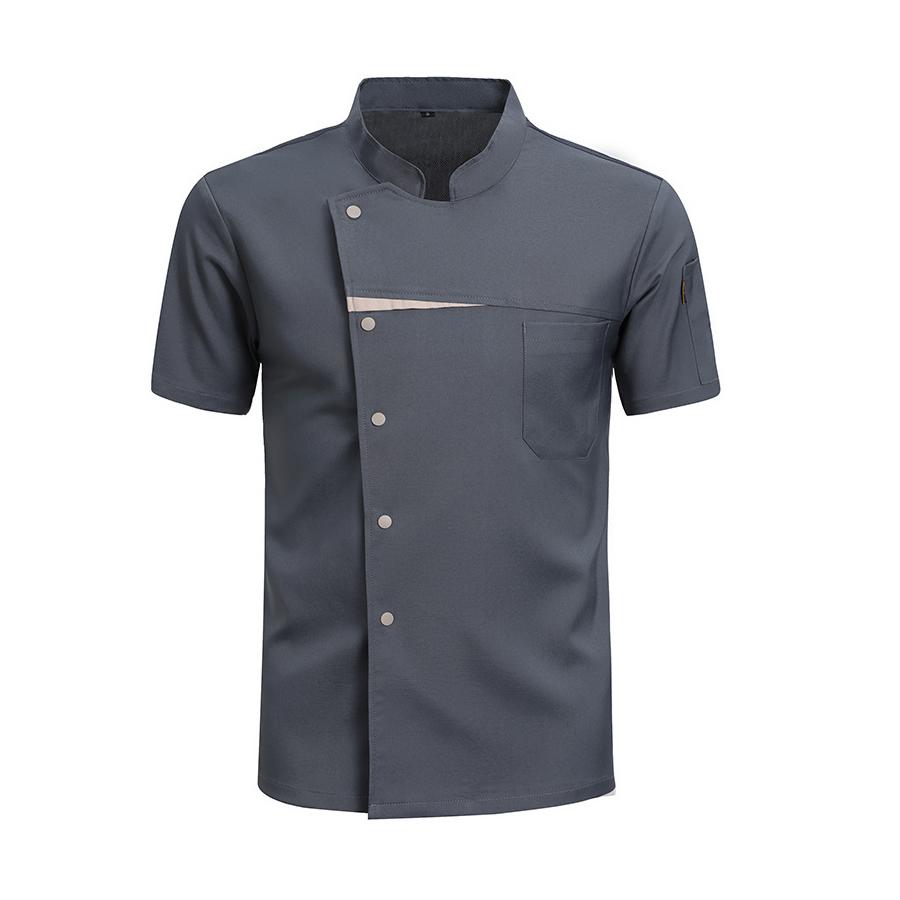

Professional Chef Shirts for Hotel Restaurant Short Sleeve Jacket Kitchen Baking Uniforms Men Women 4XL сірий