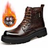 New Designer Genuine Leather Boots for Men Autumn Winter British Wool Motorcycle Boots Man Fashion Casual Platform Shoes Male
