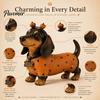 Cute Dog Figurines for Thanksgiving Fall Harvest Dachshund Figurine, Halloween Statue with Pumpkin Headband Polka Durable Resin Craft Ornaments