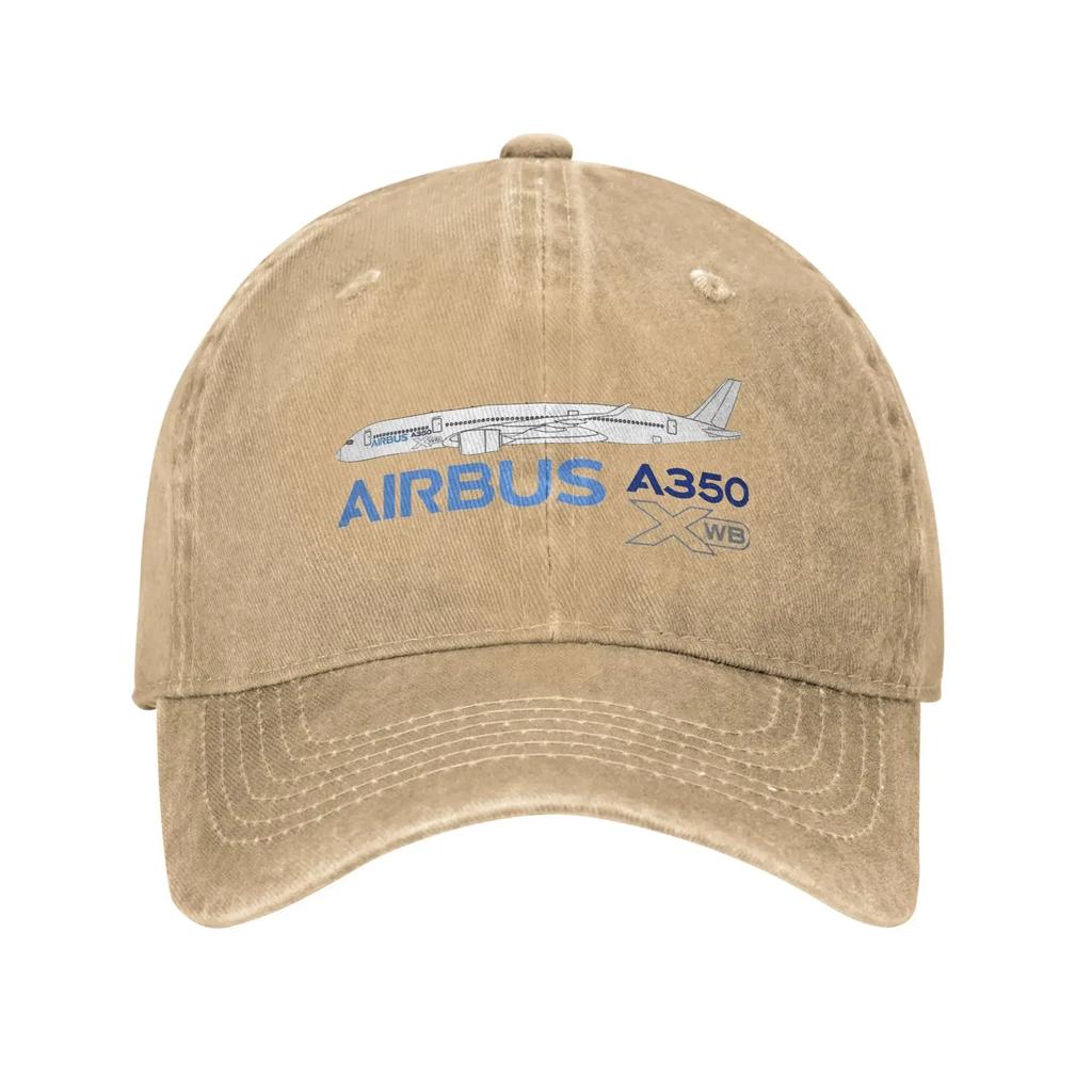 Airbus A350 Line Drawing Sun Baseball Cap  Fitted Retro Couple Women Washed Trucker Hat High Quality Outdoor Sports Snapback Cap