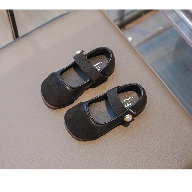 

Обувь Мэри Джейн для девочек, модные детские мокасины, цветные детские туфли с жемчугом для принцессы, мода весна-осень 2024 25 чёрный