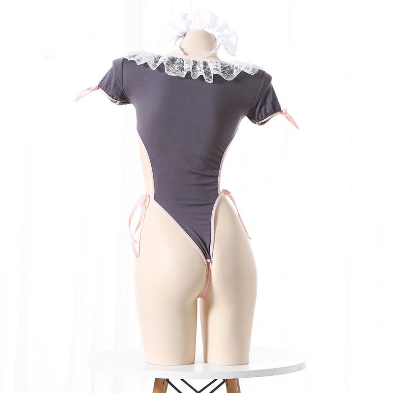 Lolita Anime Maid Cosplay Costumes Sexy Lingerie Servant Bodysuit Cute Lace Ruffles Jumpsuits Uniform
