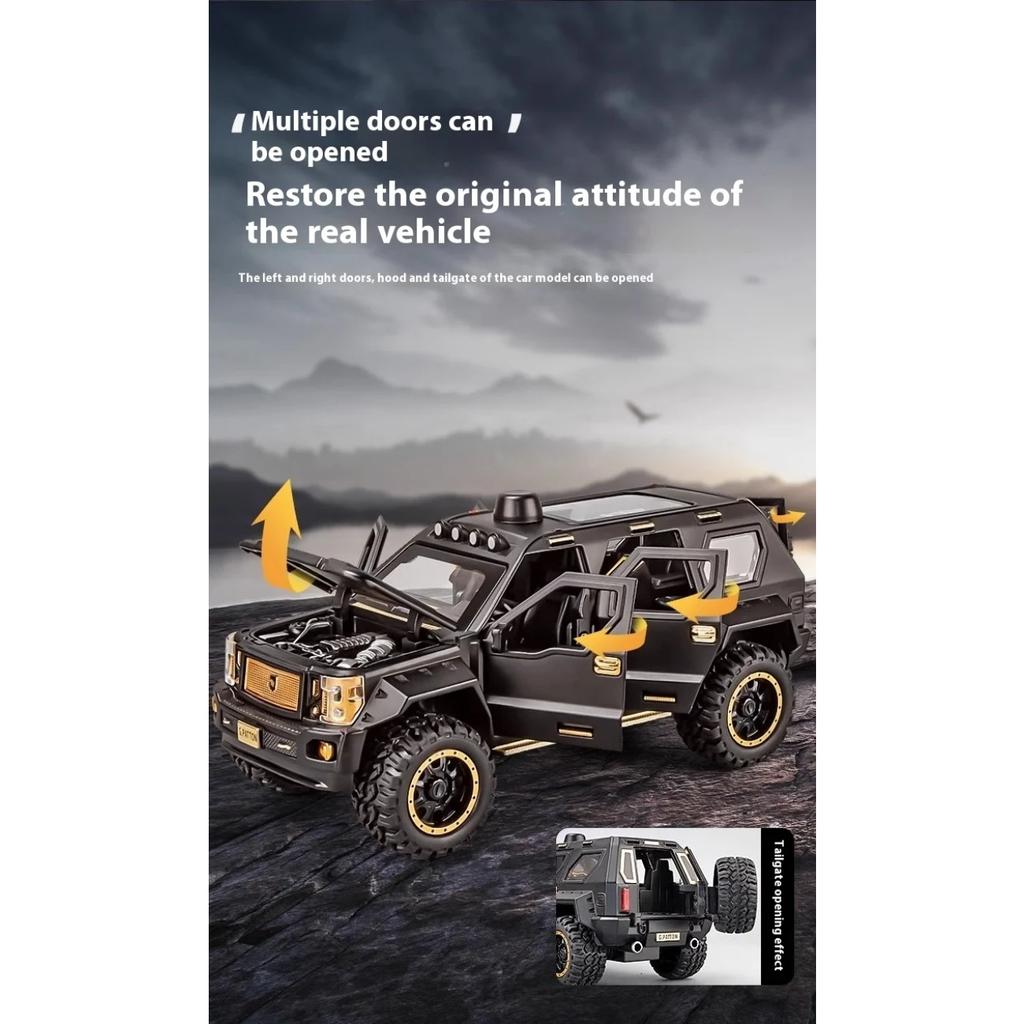1/24 G.PATTON Off Road Vehicle Alloy Diecast Metal Model Simulation Collect Children's Toy Kids Gift Birthday Present for Boys