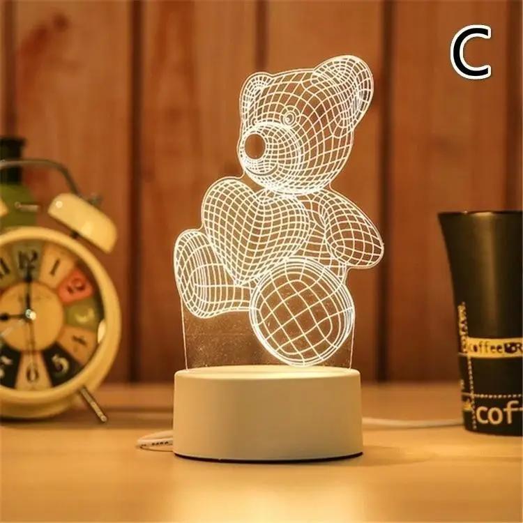 1 Pcs Home Decor with USB Cable Creative 3D Visual LED Night Light Table Lamp Kids Boys Gift Smart Gadgets