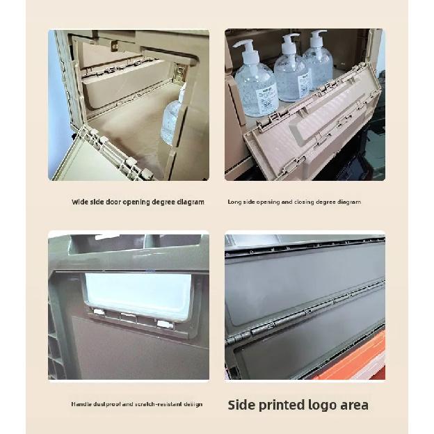 Car-mounted Foldable Storage Box, Camping Flip-top Side-opening Storage Box, Industrial-style Large Plastic Organizer Box