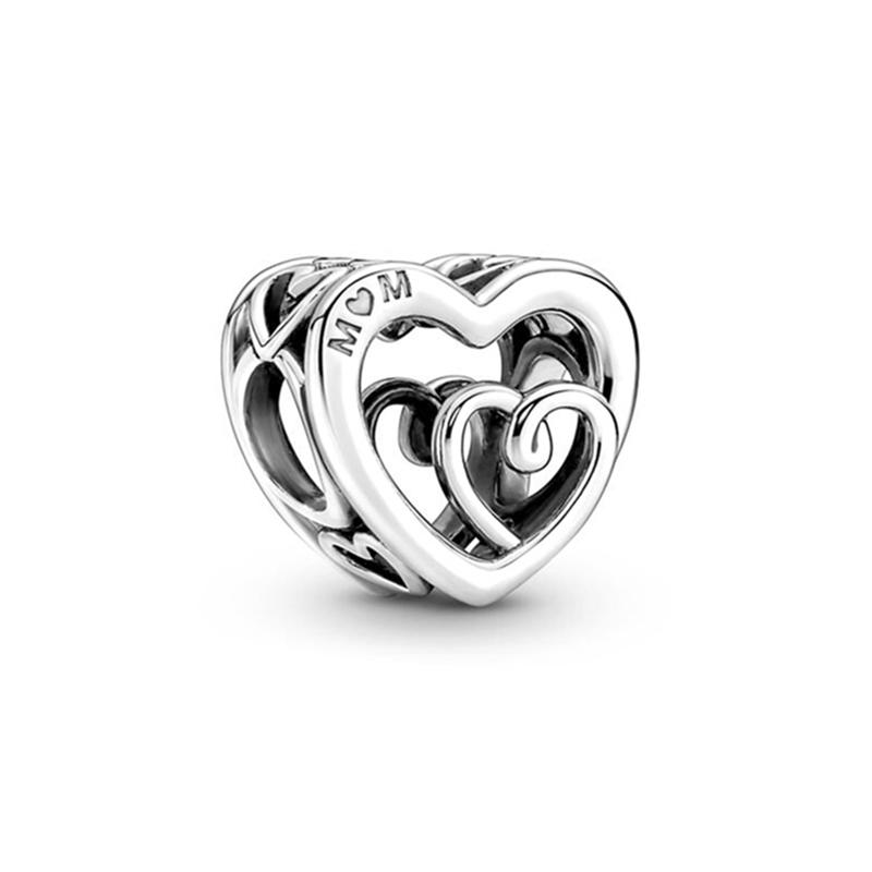 Europeans DIY Angel Mom Heart Sparkling Paw Print Cherry Blossom Charm Beads Fit Original Silver Bracelet Jewelry