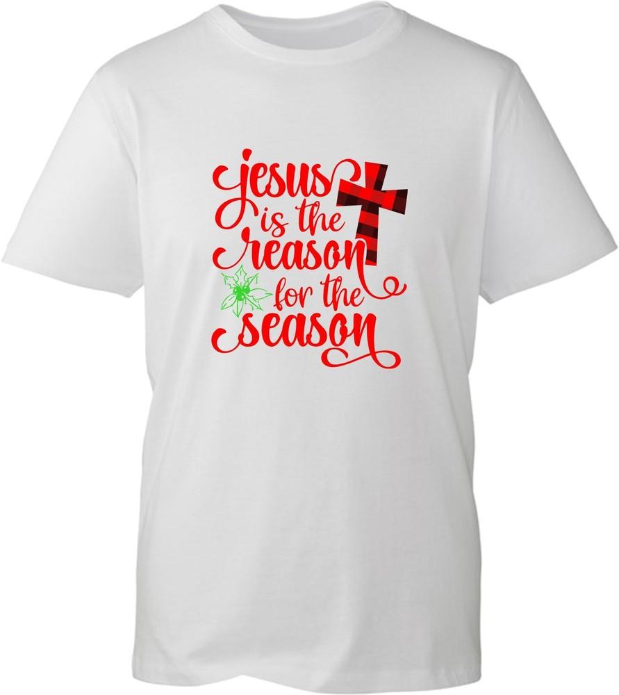 Jesus Is The Reason For The Season Christmas TShirt Cross Xmas Religious Faith S
