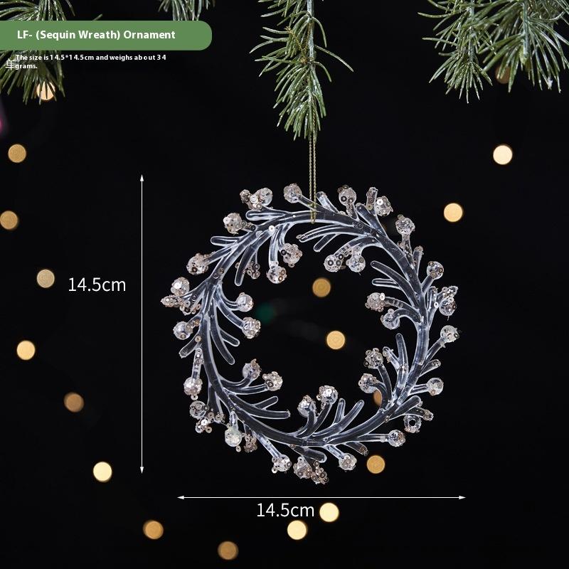 1Pcs Christmas Tree Scene Decoration Christmas Practical Sequin Acrylic Solid Color Pendant Transparent Snowflake Pendant