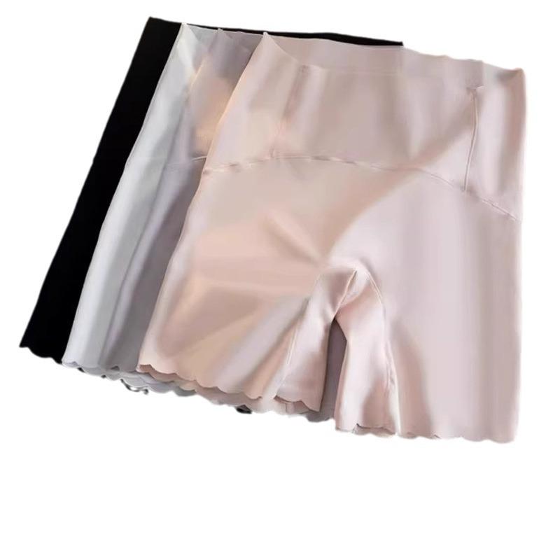 Seamless high-waisted safety shorts for women, anti-exposure, summer thin underwear, plus-size tummy control leggings, ice silk hot-selling item