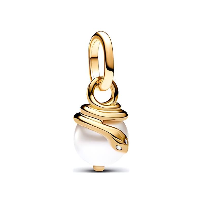 Pandora Brand logo 14K gold plated necklace/pendant women s white 763375C01 золотой