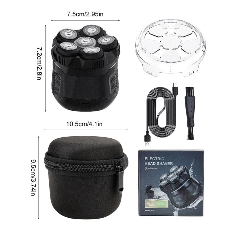 Efficient Men's Bald Head Electric Razors Digital Display Shaver Portable Beard Trimmer for Travel and Home Use