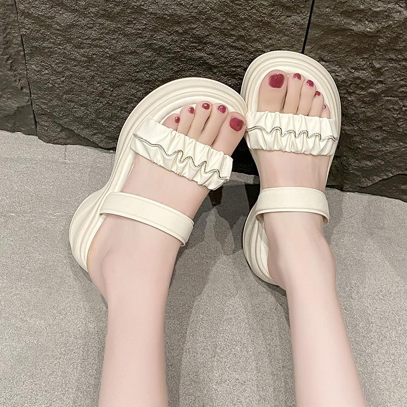 High-heeled Slippers Thick-heeled French Retro Half Slippers 2025 New Summer Lazy One-pedal Cool Slippers Women's Shoes