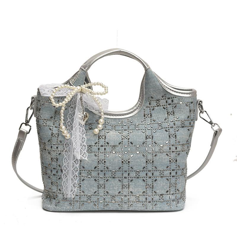 

Новая портативная сумка-корзина для овощей высокого класса, инкрустированная бриллиантами, женская повседневная универсальная на плечо/мессенджер No pendant серебряный