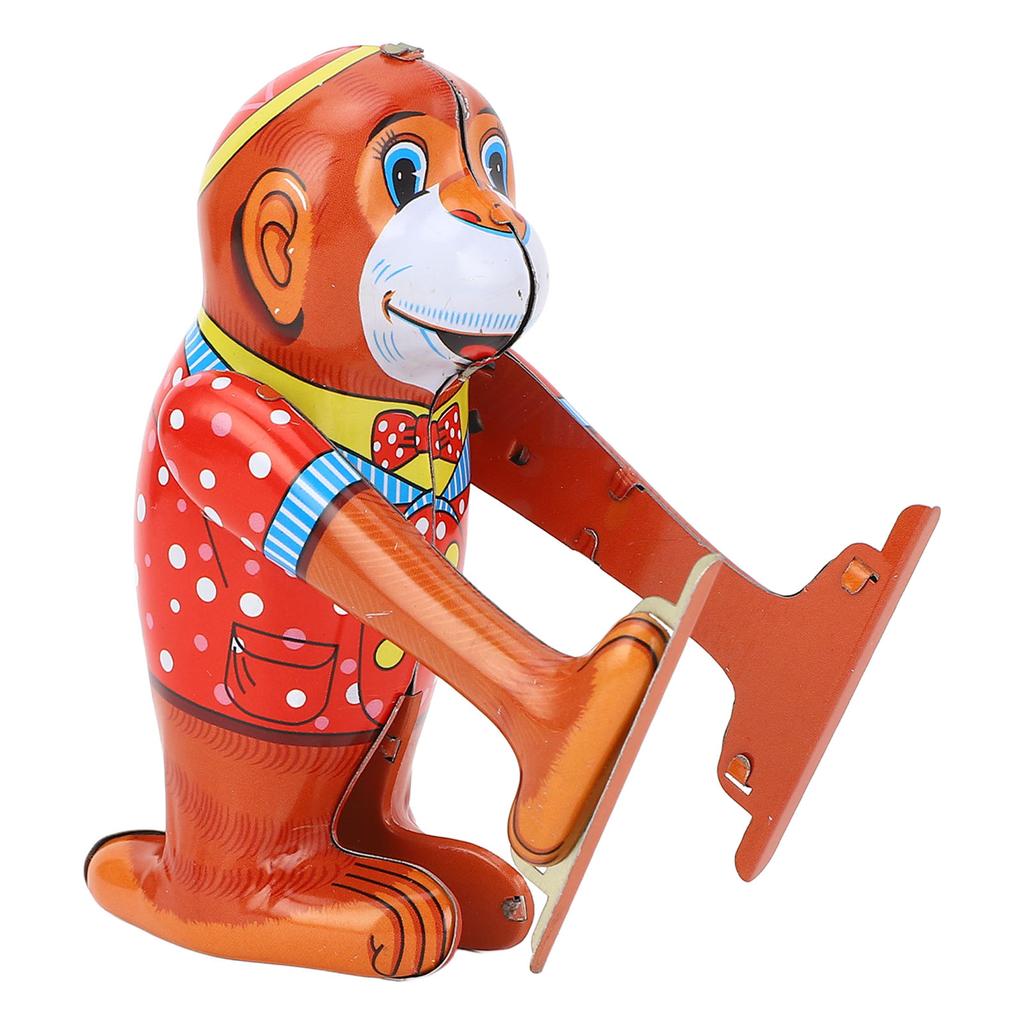 Retro Clockwork Tin Toy Handmade Fine Workmanship Wind Up Tumble Monkey for Collection Present
