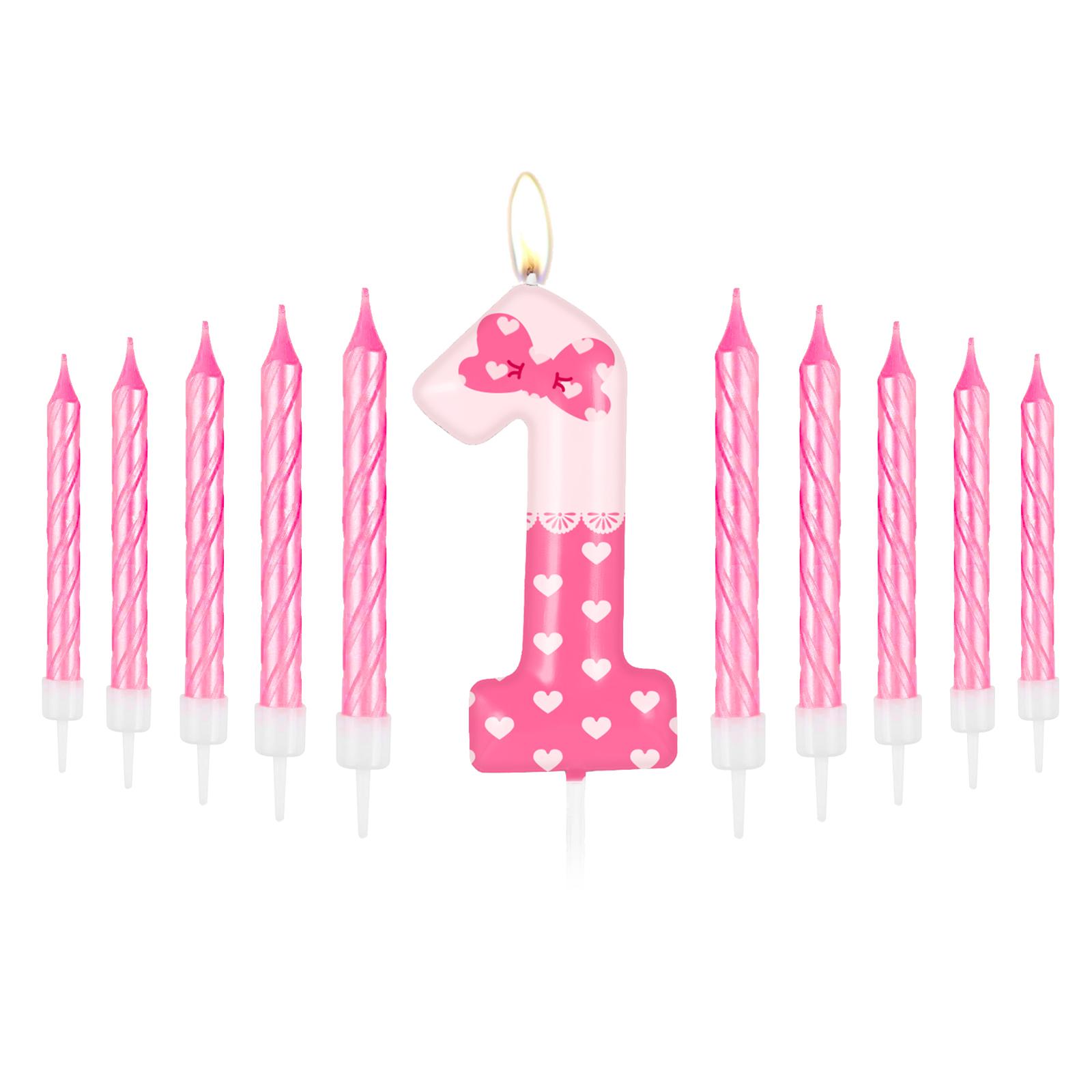 

11 шт. розовые свечи для торта с цифрами 0-9 и бантом, мультяшные украшения для дня рождения кошки для девочек, свадебные принадлежности для вечеринки в честь годовщины