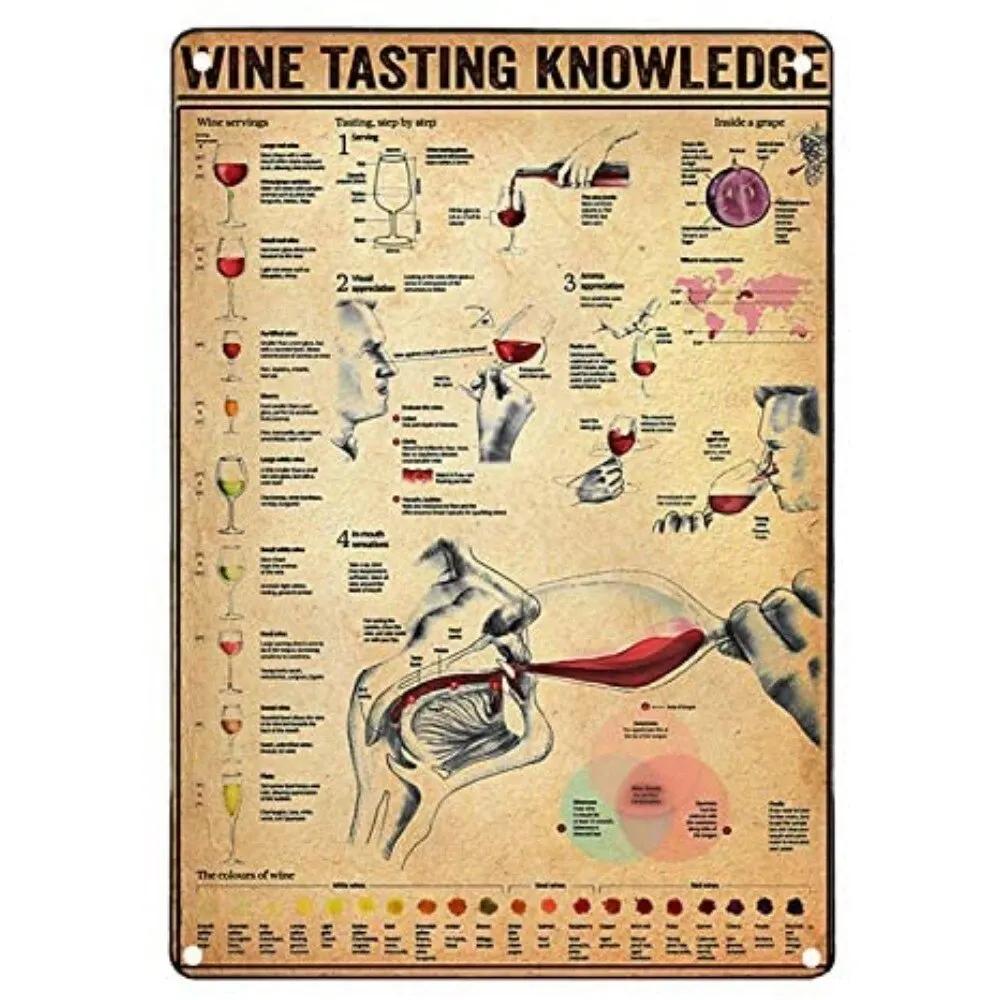 Vintage Wine Knowledge Tin Wall Metal Sign Perfect for Anniversary Birthday Christmas Housewarming Bar Decor Canvas Paintin